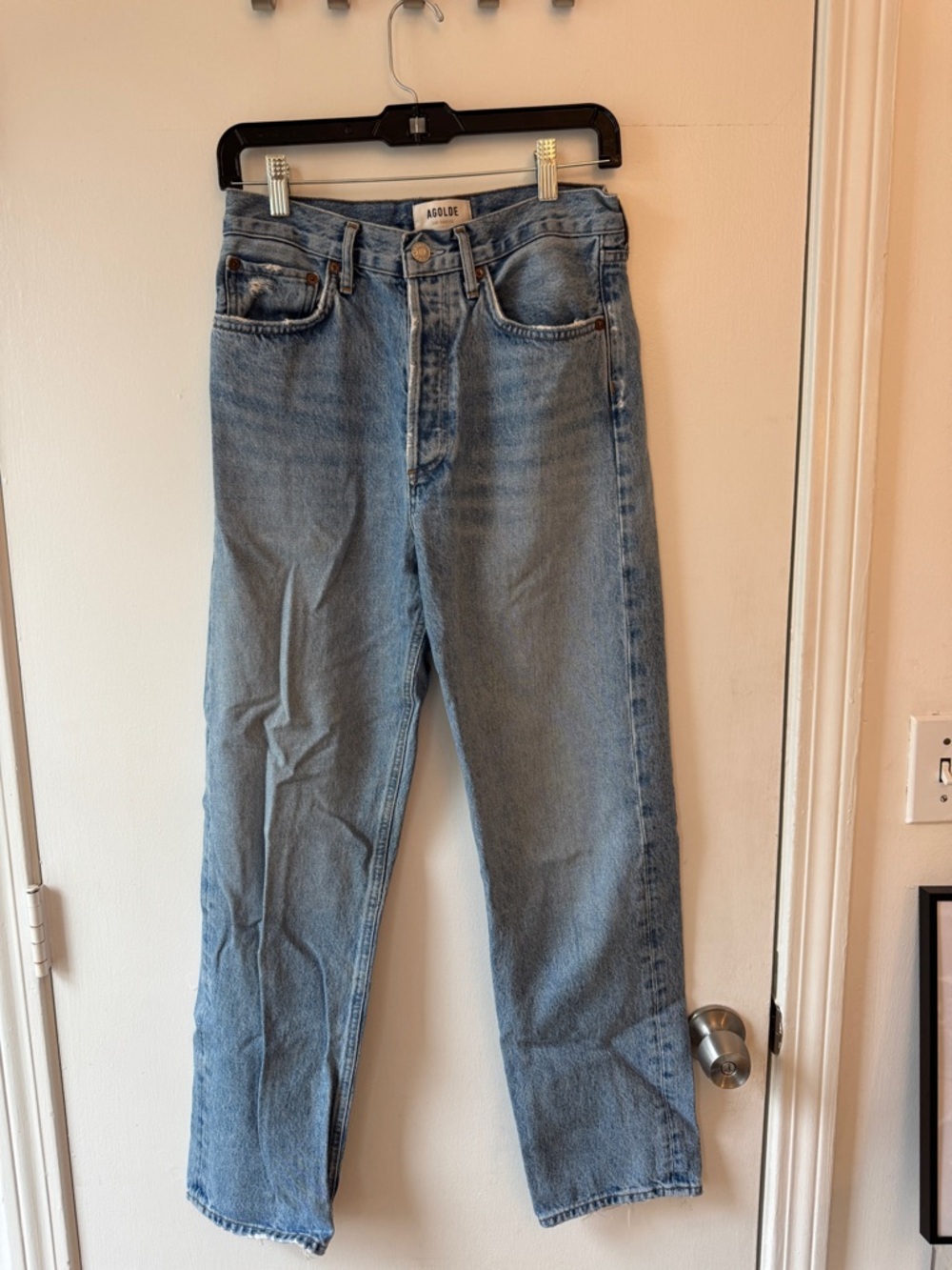 Agolde Medium Blue Straight Leg Jeans - Picture 2 of 4
